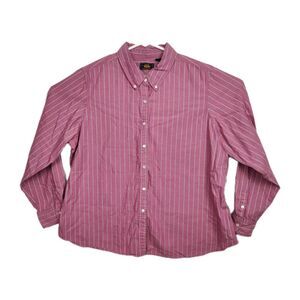 Route 66 Button-Up Shirt Men's 22W Pink w/ White Stripes Long Sleeves